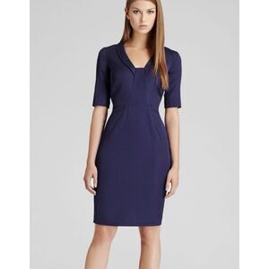 Reiss Navy Dress Angel Fitted Panel Short Sleeve size 8